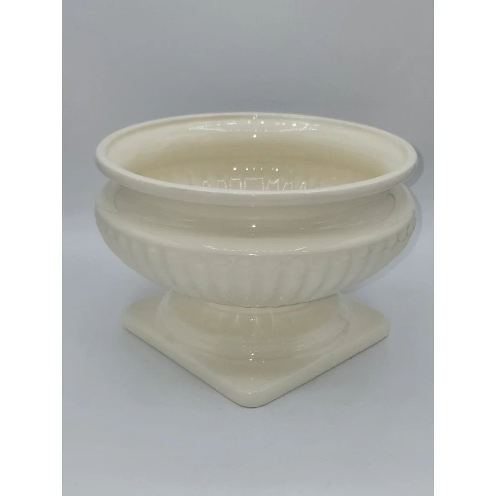 Haeger Floral Grecian Pedestal Urn Planter Ivory Ceramic Cachepot USA 8.5